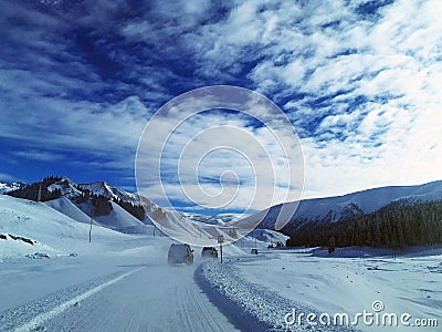 Snow Highway in Winter Editorial Stock Photo